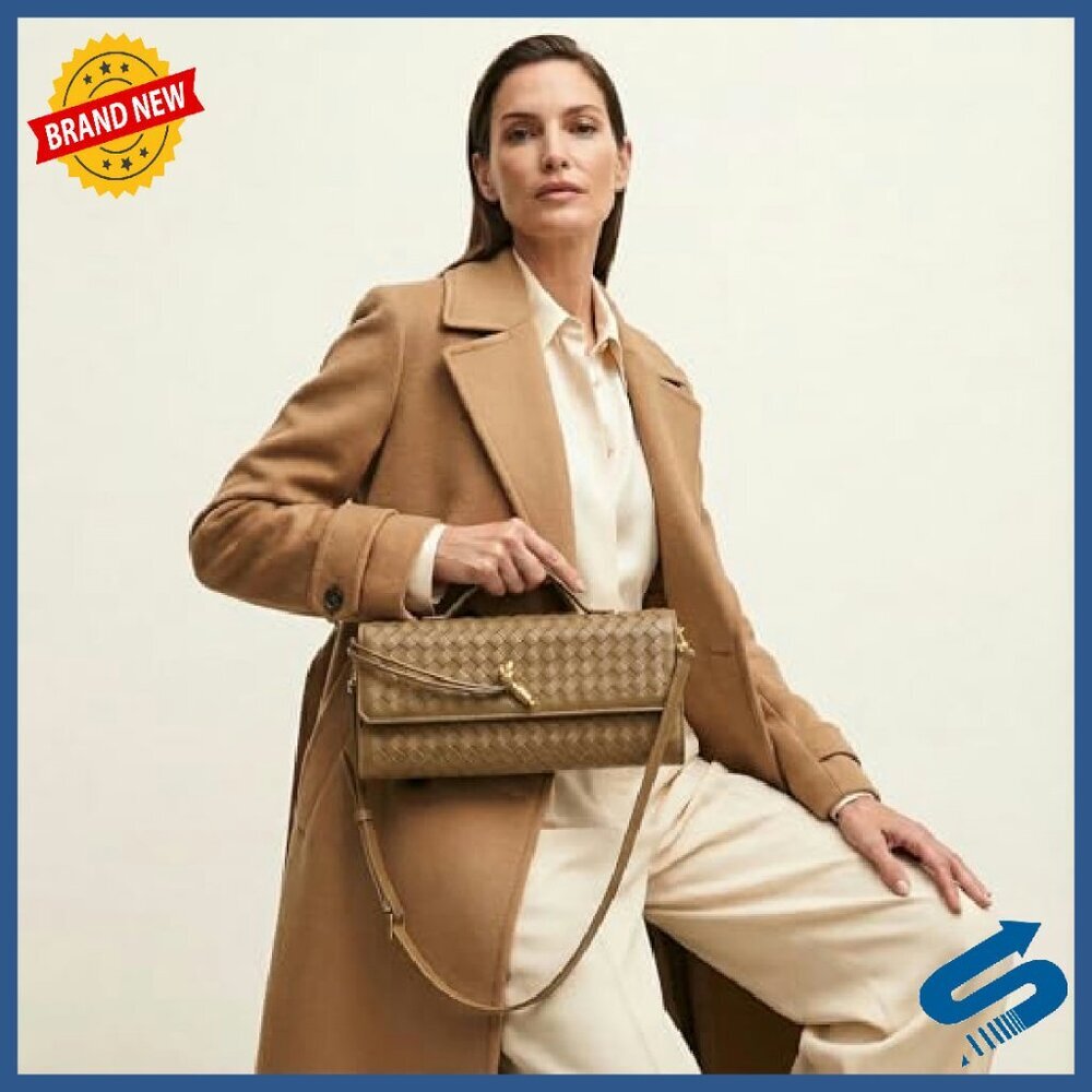 Suede Woven Evening Clutch with Detachable Strap - Formal Crossbody Bag - Picture 8 of 8